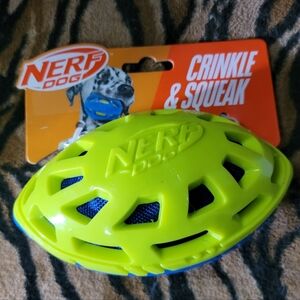 Nerf Dog Football Neon Green Crinkle & Squeak Toy Ea. Med/large